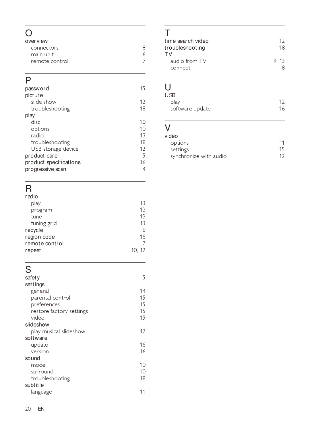 Philips HTS3511E user manual Usb 