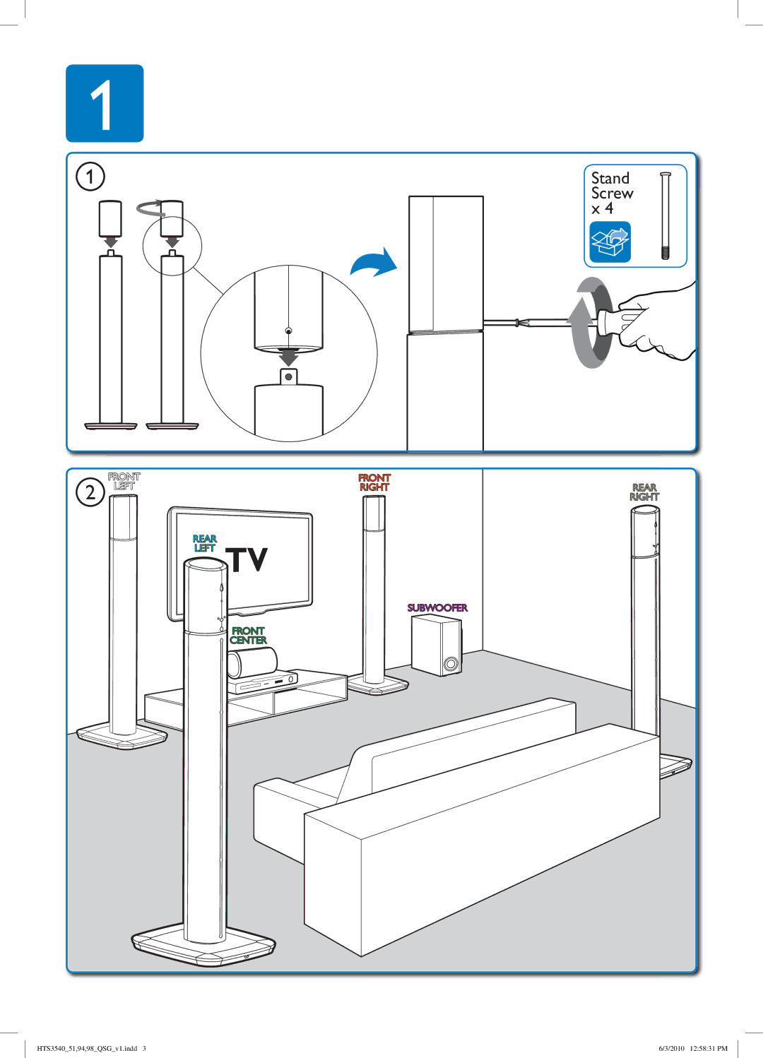 Philips HTS3540/98 quick start 1Stand 