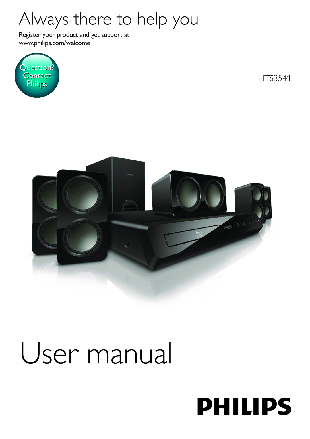 Philips HTS3541 user manual Always there to help you, Register your product and get support at 