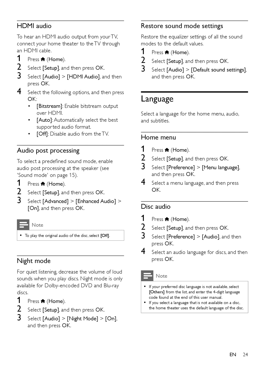 Philips HTS3541 user manual Language 