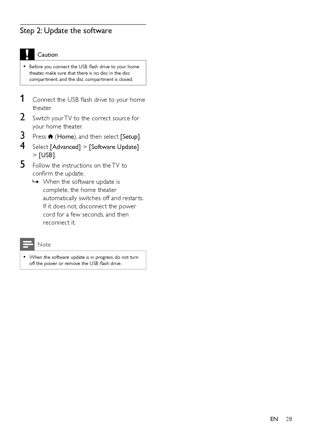 Philips HTS3541 user manual Update the software 