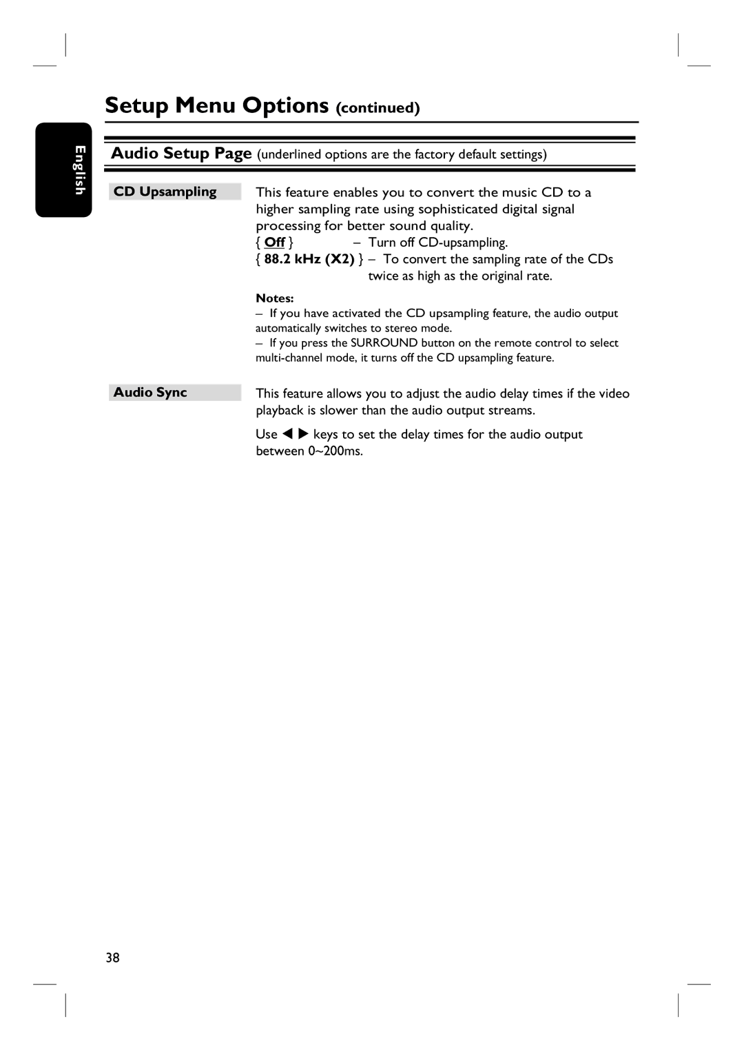 Philips HTS3355 CD Upsampling, This feature enables you to convert the music CD to a, Processing for better sound quality 