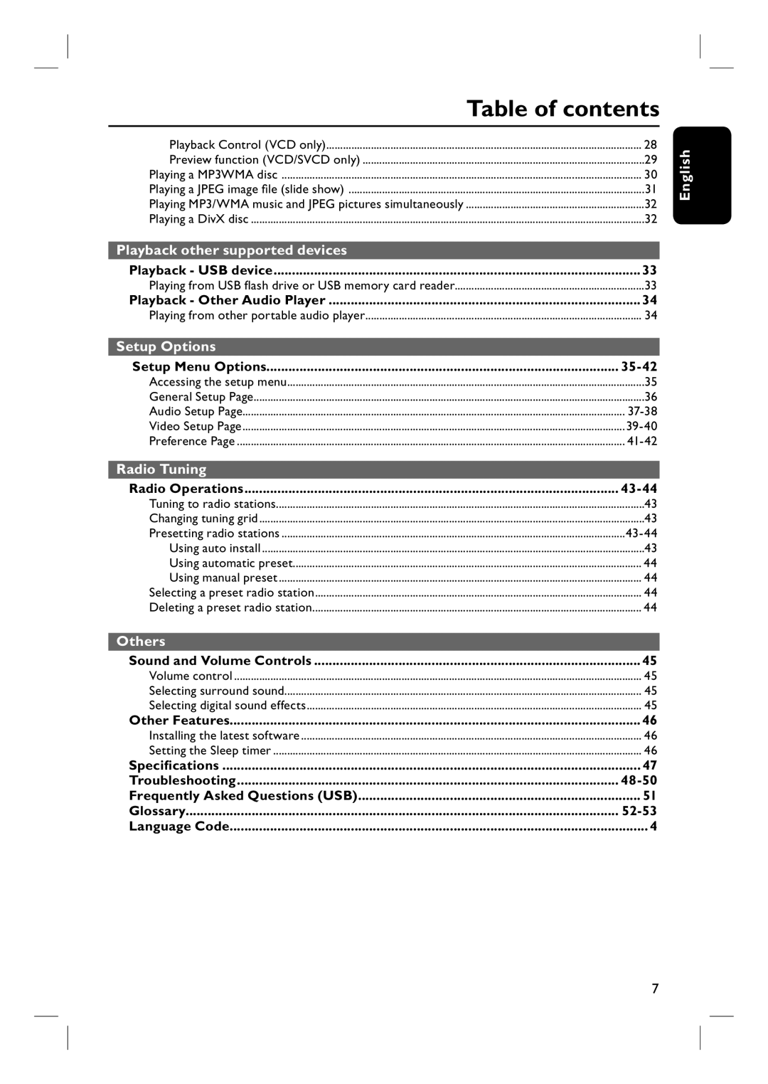 Philips HTS3345, HTS3545, HTS3355 user manual Table of contents 