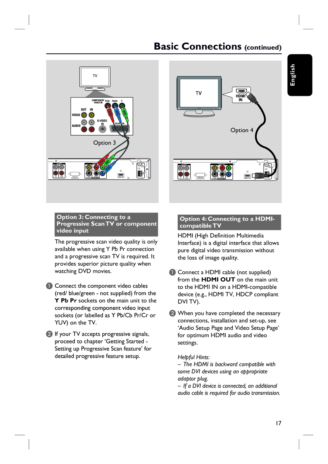 Philips HTS3548W/55 user manual Option 4 Connecting to a HDMI- compatible TV 