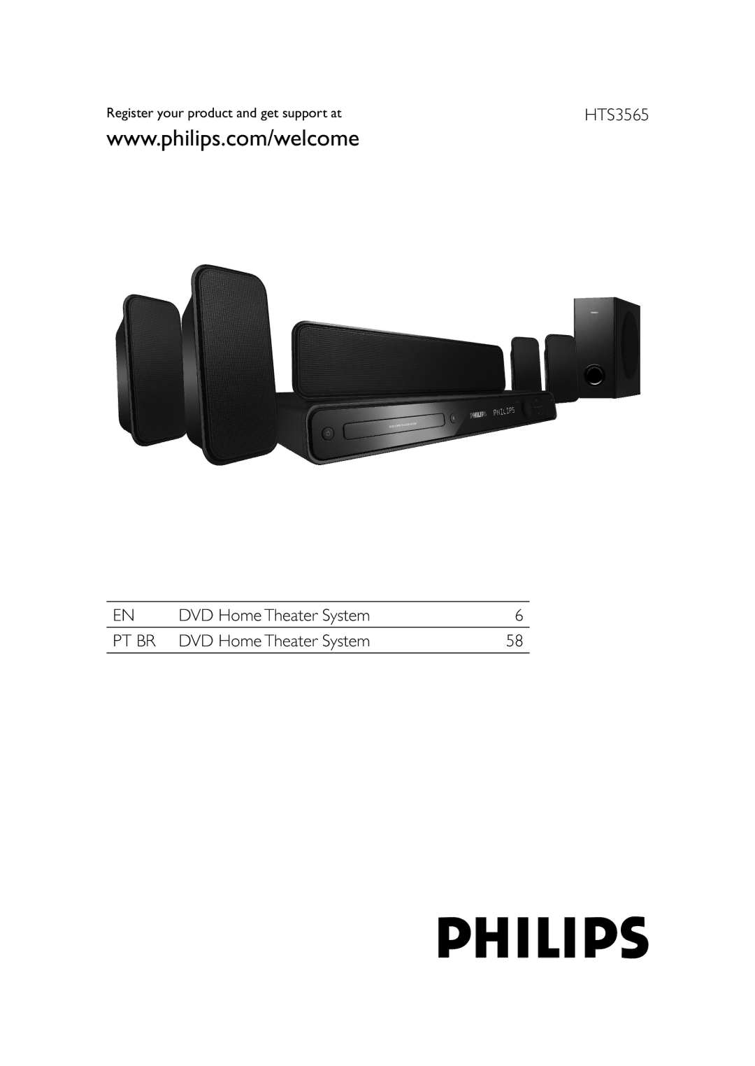 Philips HTS3565/78 manual Pt Br, Register your product and get support at 