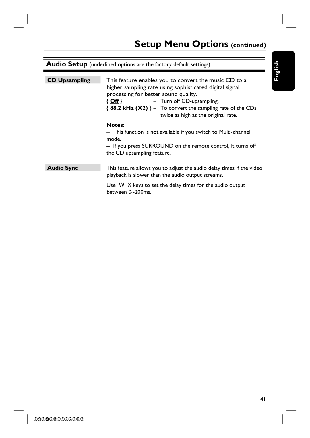 Philips HTS3565D quick start CD Upsampling, 88.2 kHz 