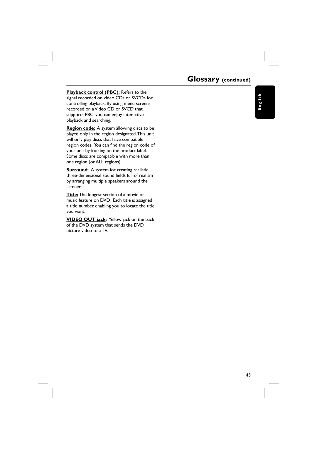 Philips HTS3610 user manual Glossary 