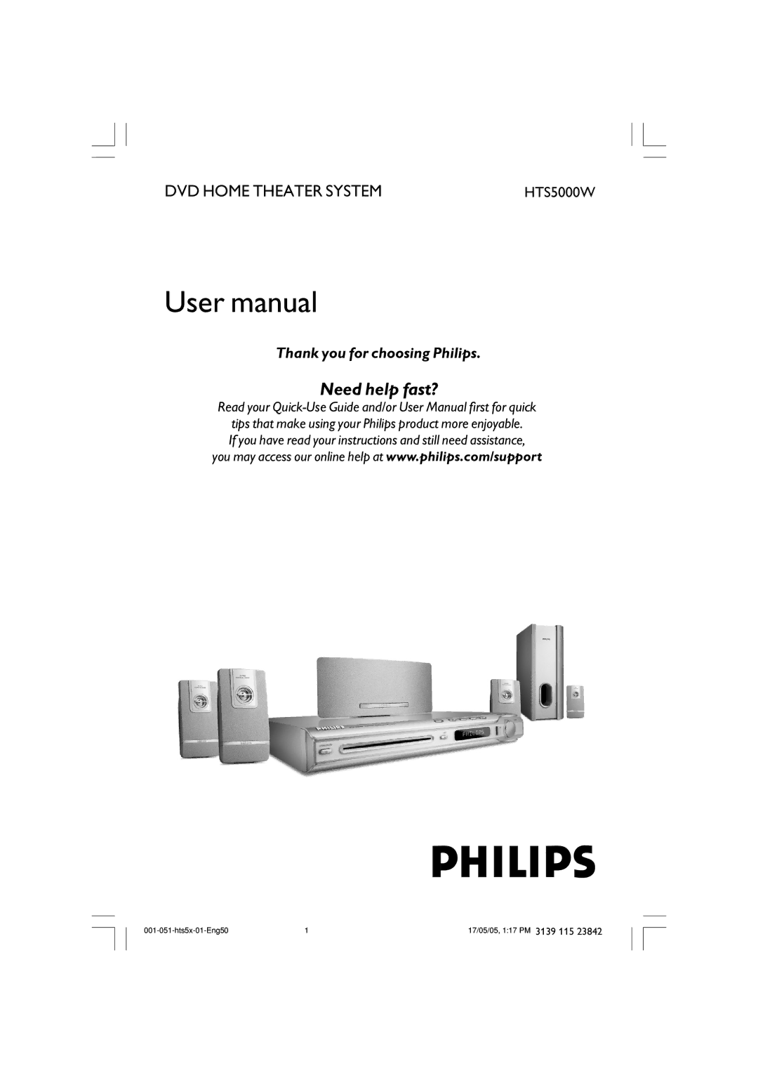 Philips HTS5000W user manual Need help fast? 