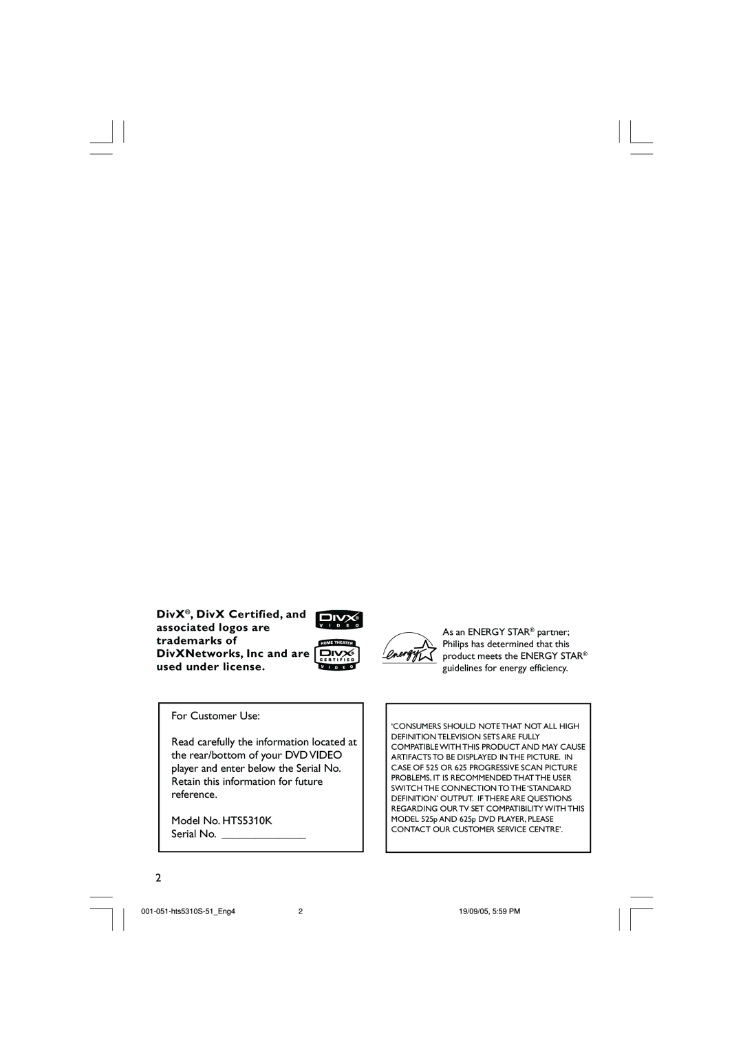 Philips HTS5310K/51 user manual 