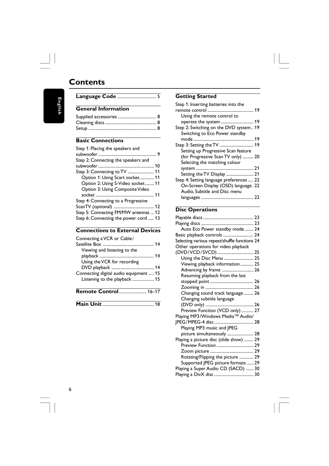 Philips HTS5310S/51 user manual Contents 