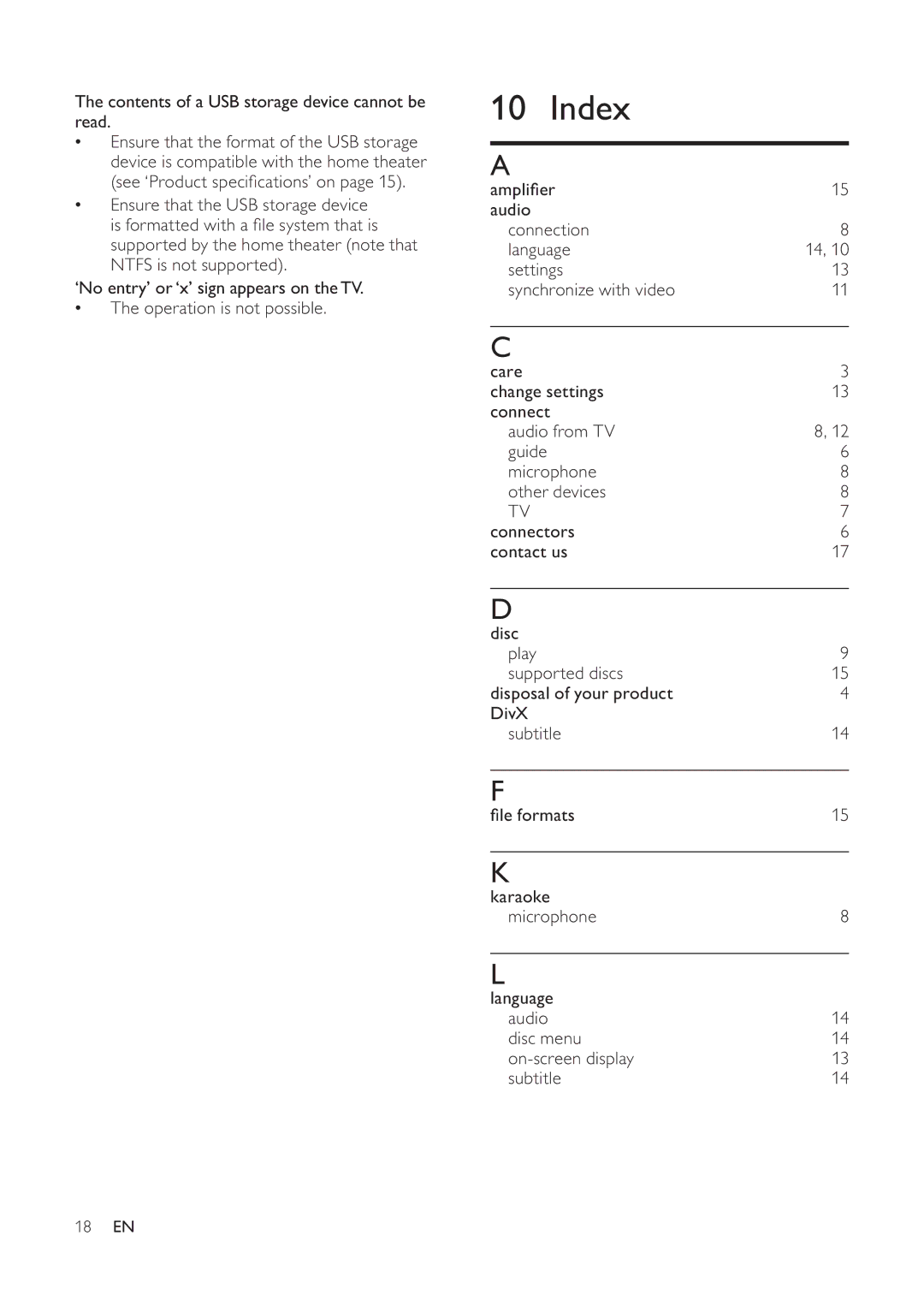 Philips HTS5530 user manual Index 