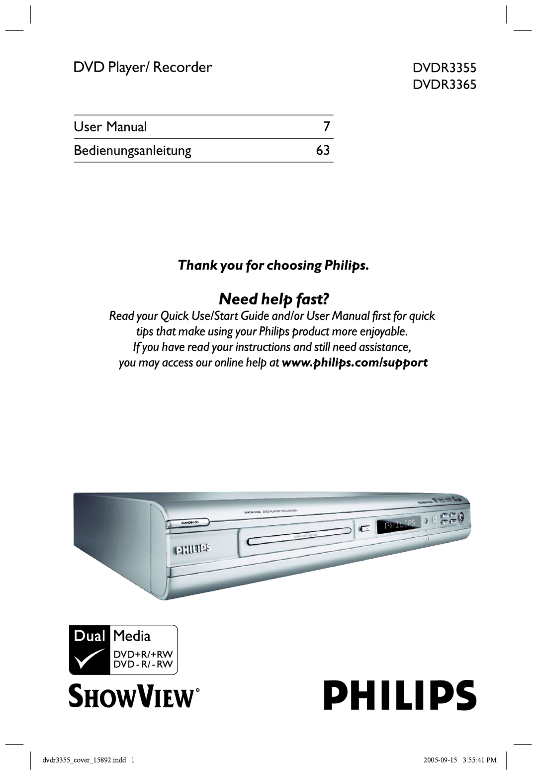 Philips HTS5700R/05 user manual DVD Player/ Recorder 