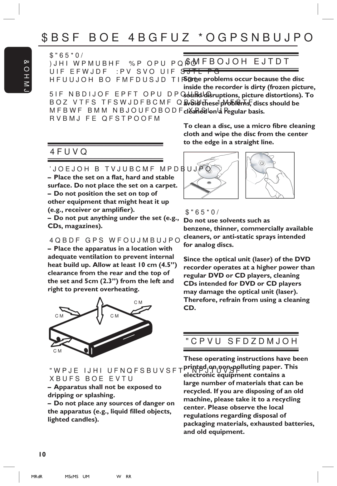 Philips HTS5700R/05 user manual Care and Safety Information, Cleaning discs, Setup, About recycling 