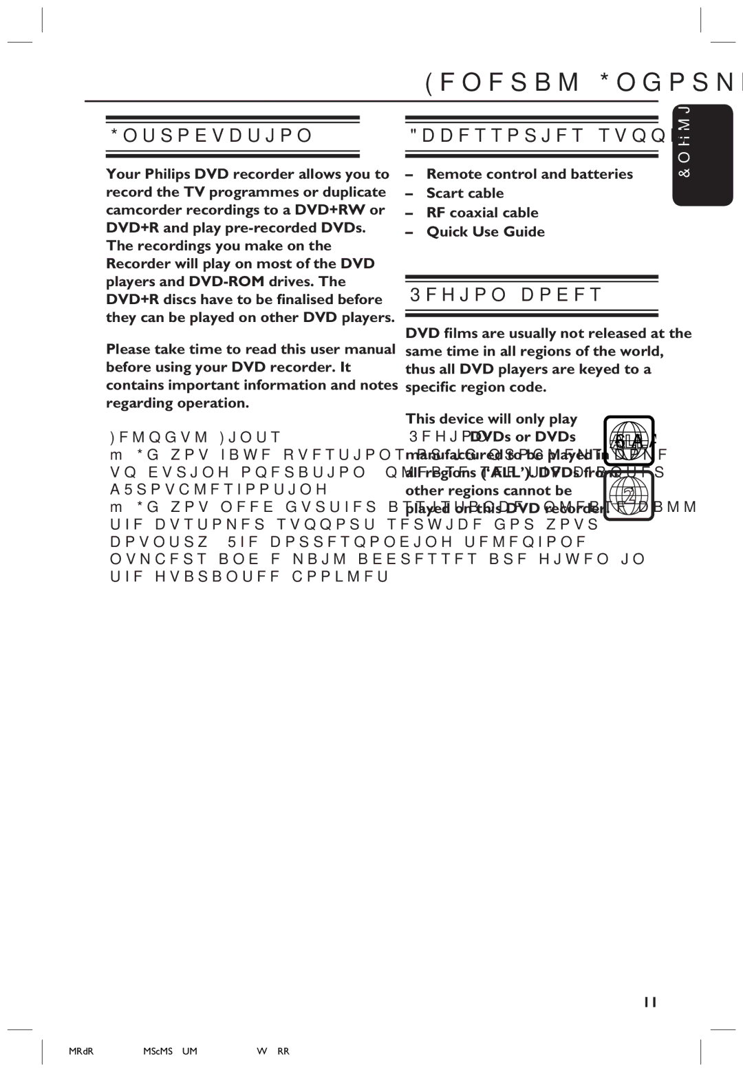 Philips HTS5700R/05 user manual General Information, Introduction, Accessories supplied, Region codes 