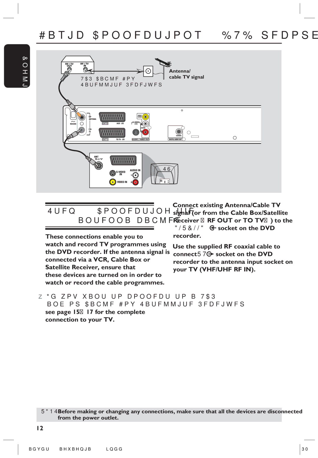 Philips HTS5700R/05 Basic Connections DVD recorder, Connecting the antenna cables, These connections enable you to 