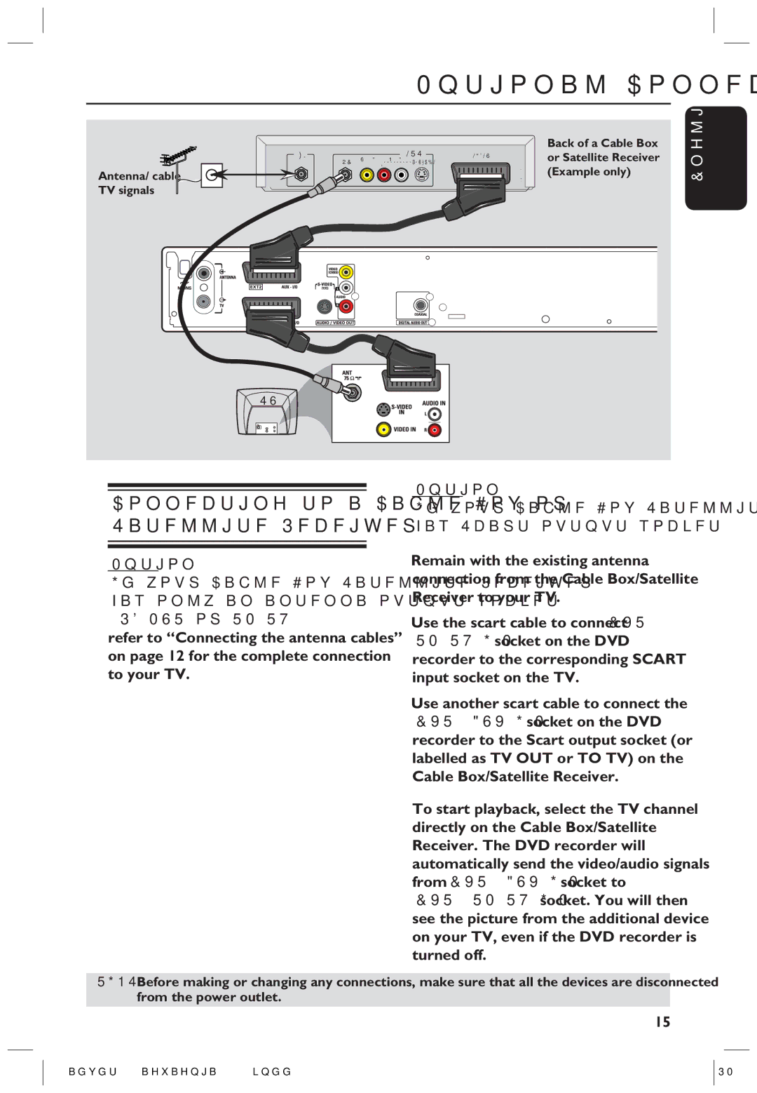 Philips HTS5700R/05 user manual Optional Connections, Connecting to a Cable Box or Satellite Receiver 