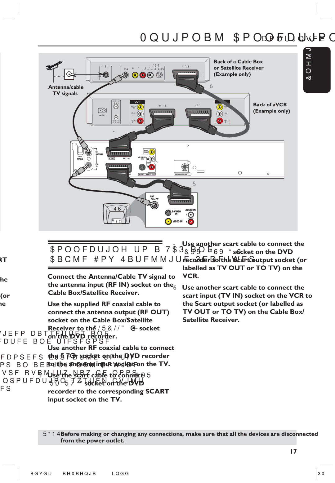 Philips HTS5700R/05 user manual Connecting to a VCR and Cable Box/Satellite Receiver 