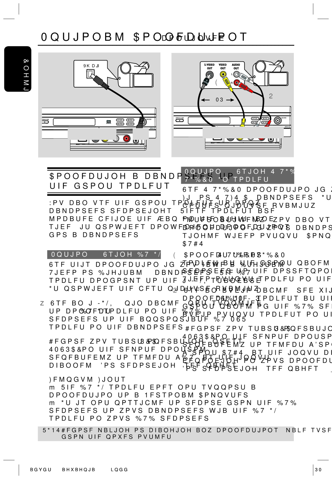 Philips HTS5700R/05 user manual Connecting a camcorder to the front sockets, Option 2 Using S-VIDEO In or Video In socket 