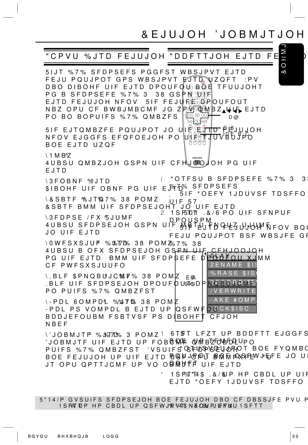 Philips HTS5700R/05 user manual Editing/Finalising Recording, About Disc editing, Accessing disc editing menu 