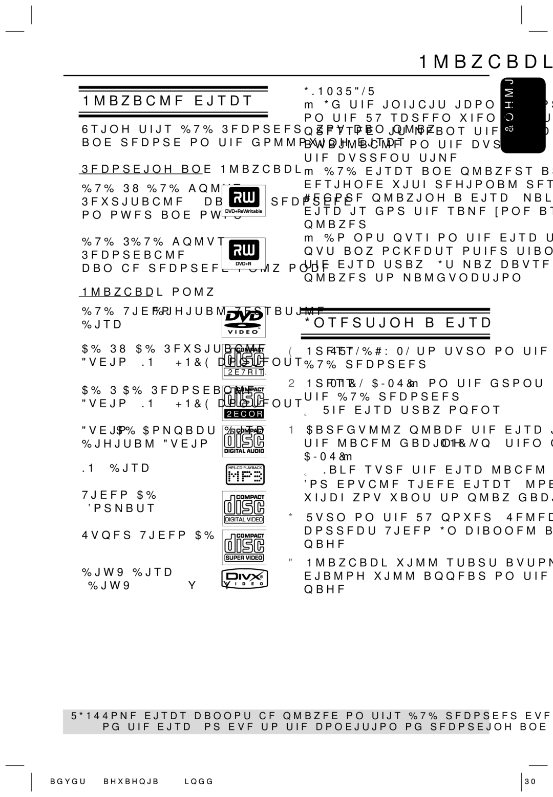 Philips HTS5700R/05 user manual Playback, Playable discs, Inserting a disc 