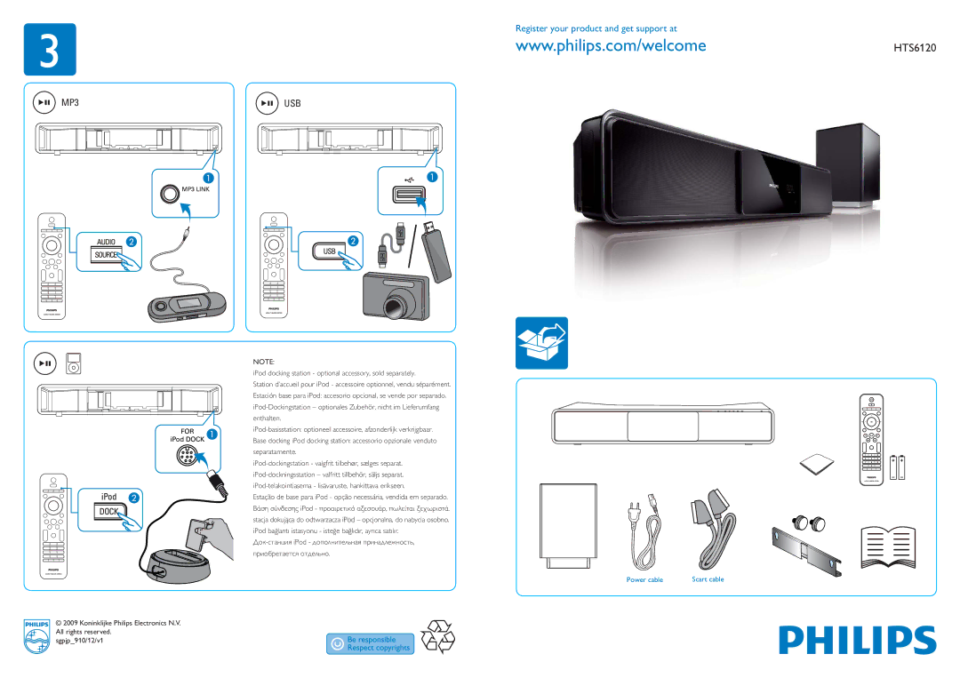 Philips HTS6120/12 manual MP3 USB 