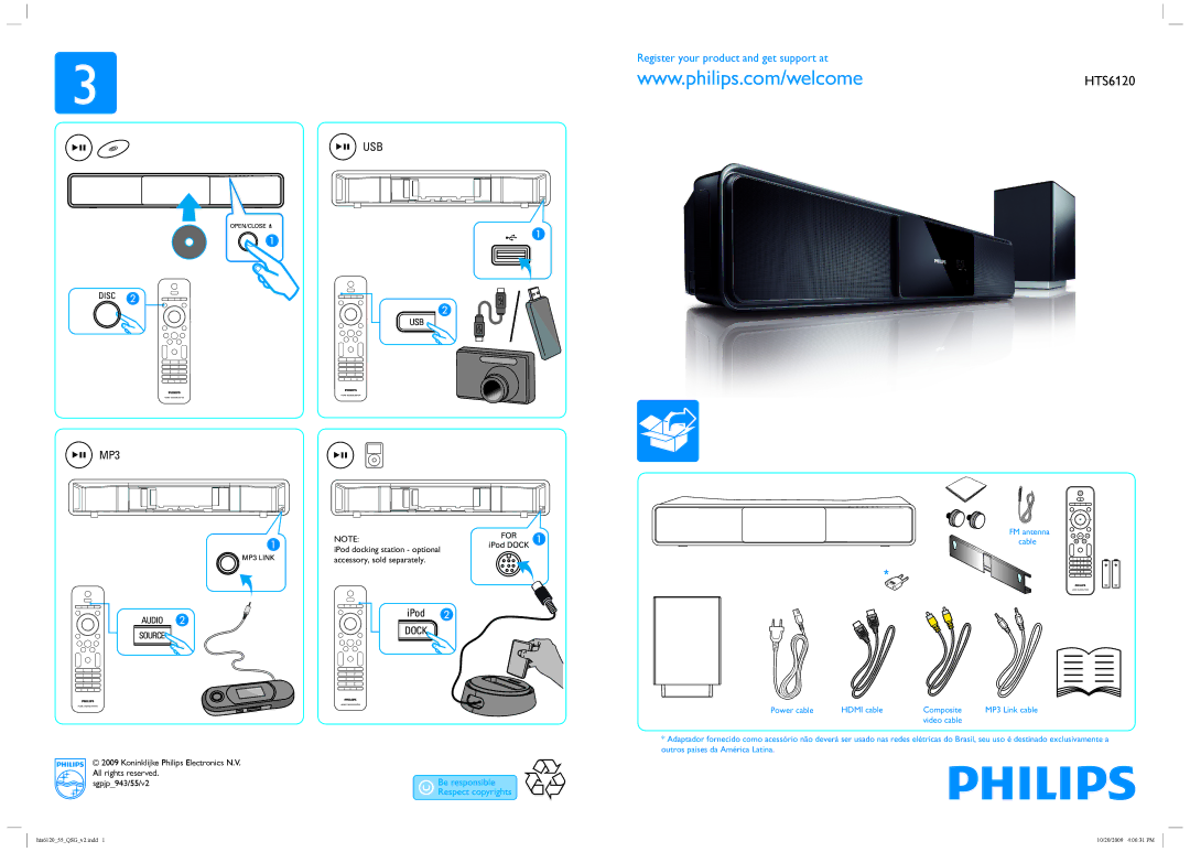 Philips HTS6120/55 manual USB MP3 