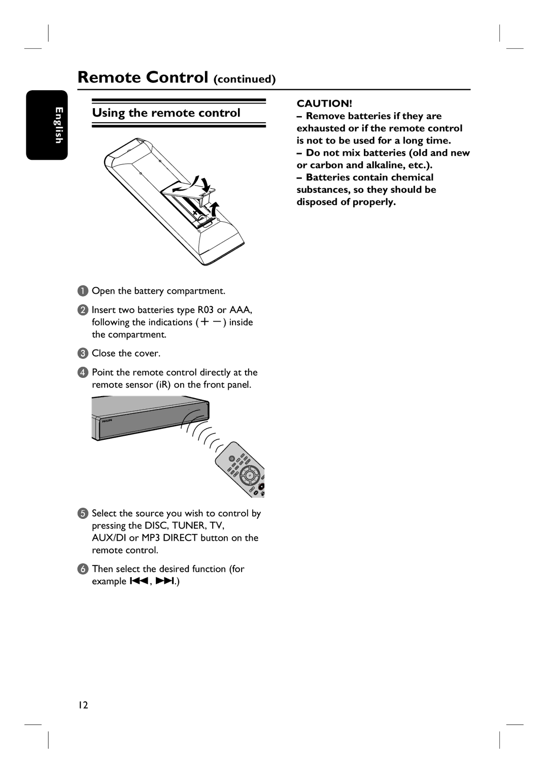 Philips HTS6500 user manual Using the remote control 