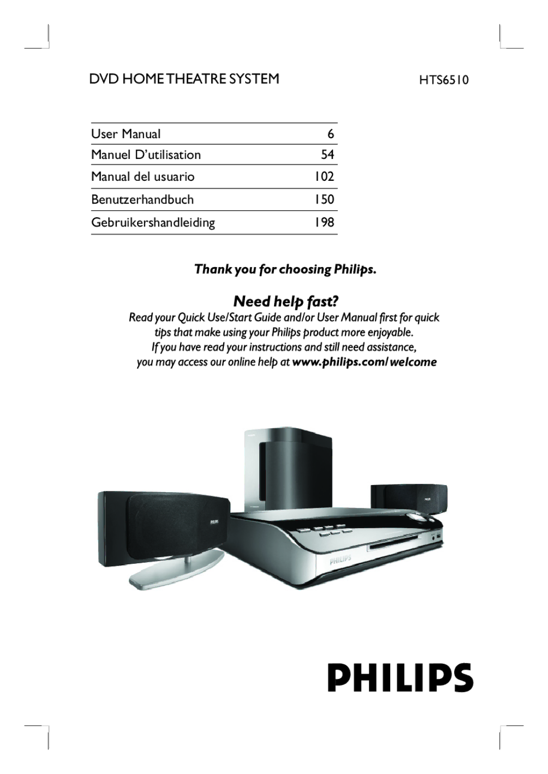 Philips HTS6510 user manual DVD Hometheatre System 