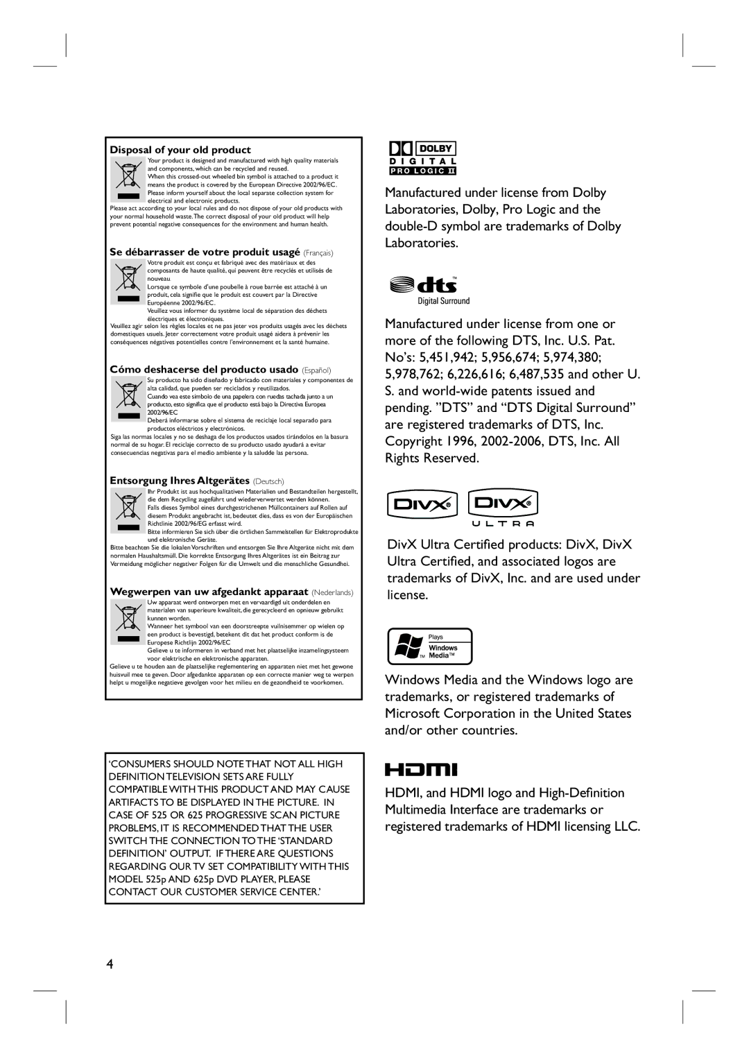 Philips HTS6510 user manual Disposal of your old product 