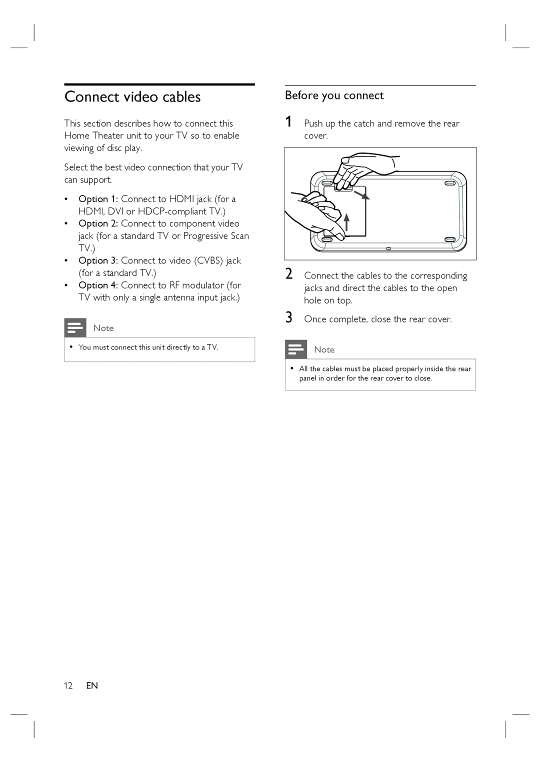 Philips HTS6515D quick start Connect video cables, Before you connect 