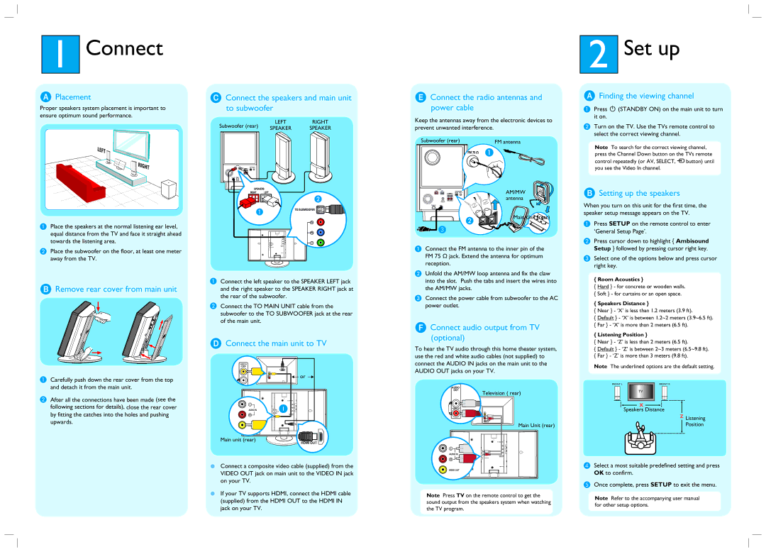 Philips HTS6600 quick start Connect, Set up 