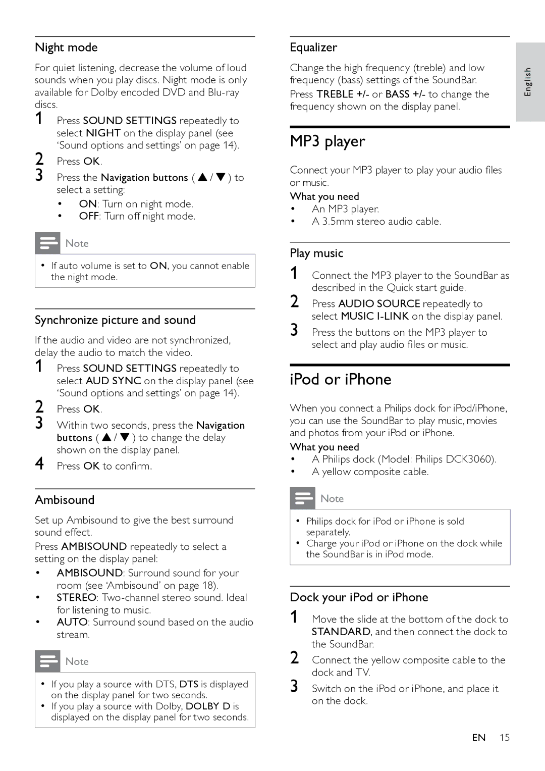 Philips HTS7111 user manual MP3 player, IPod or iPhone 