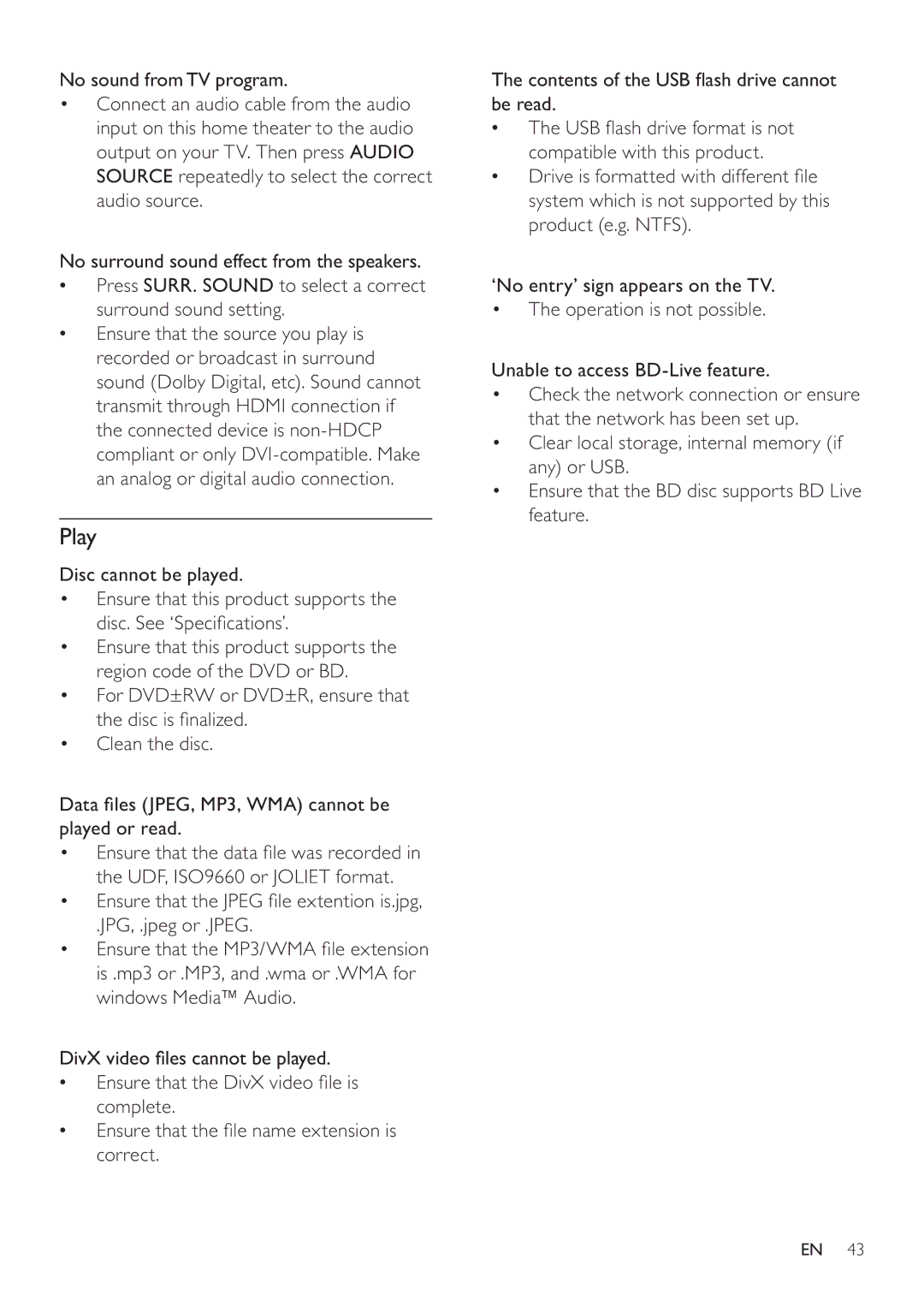 Philips HTS7520, HTS7500 user manual Play 