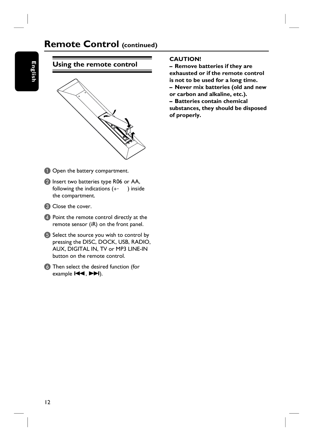 Philips HTS8100 quick start Using the remote control 