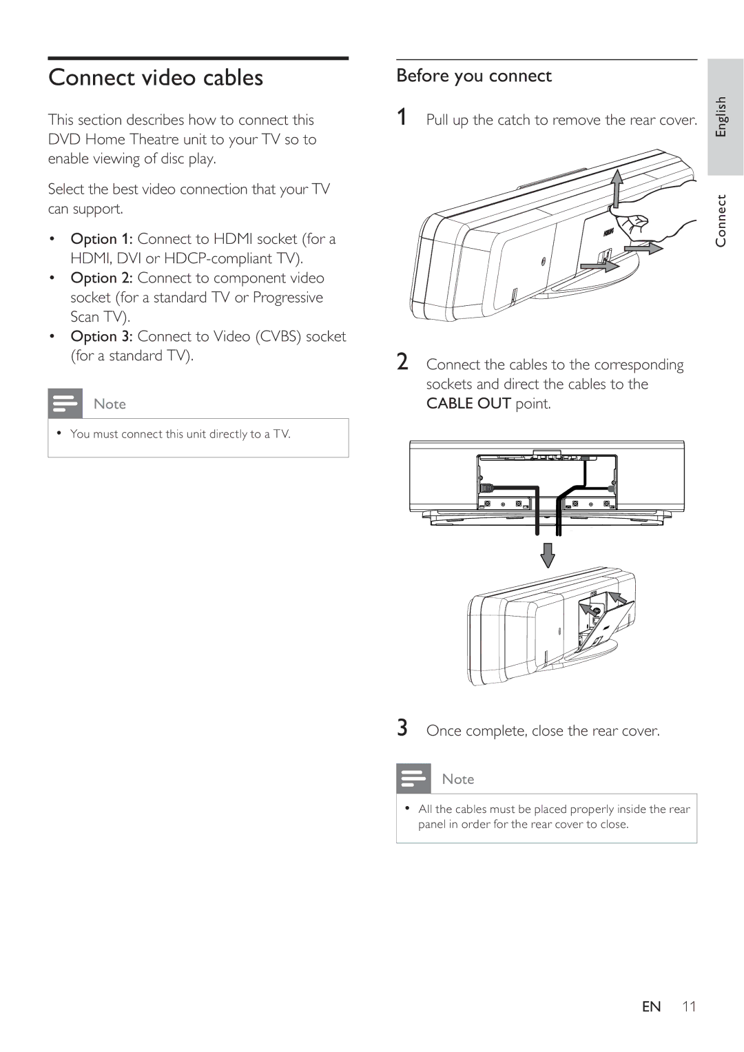 Philips HTS8141 user manual Connect video cables, Before you connect 