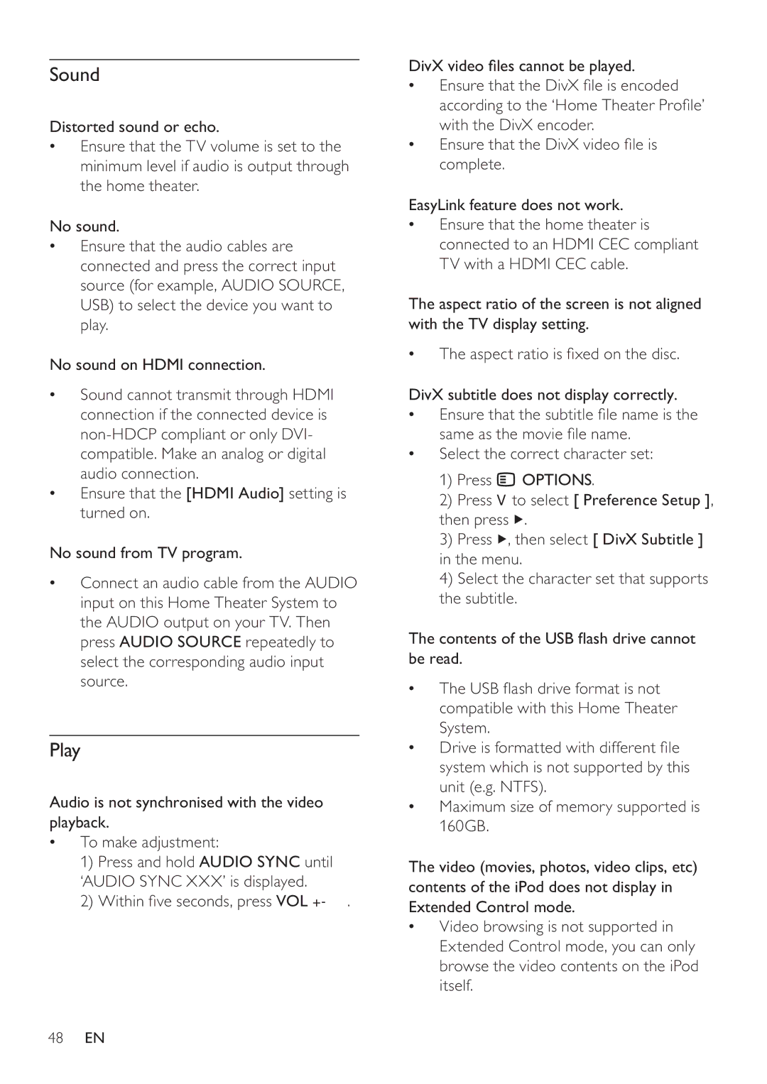 Philips HTS8141 user manual Sound, Play 