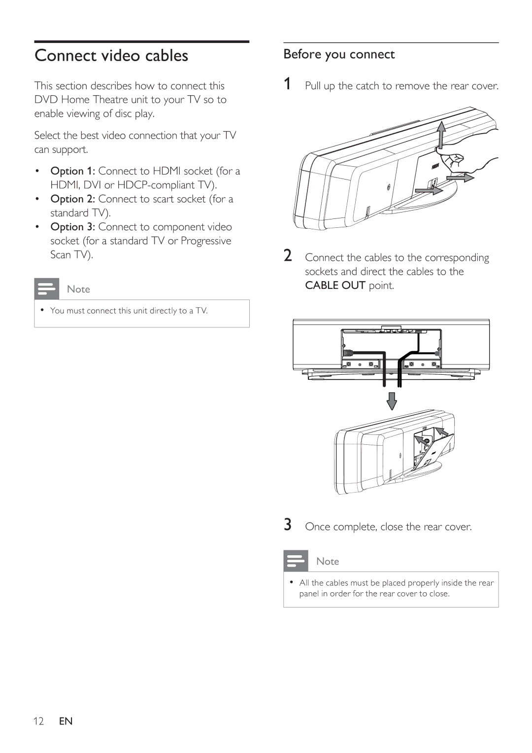 Philips HTS8141/12 user manual Connect video cables, Before you connect 