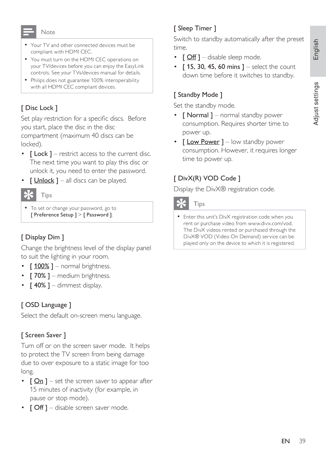 Philips HTS8141/12 user manual Unlock all discs can be played 