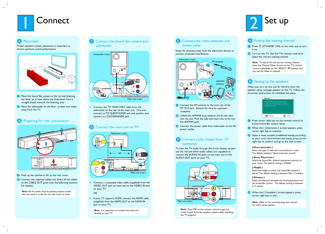 Philips HTS81OO quick start Connect, Set up 