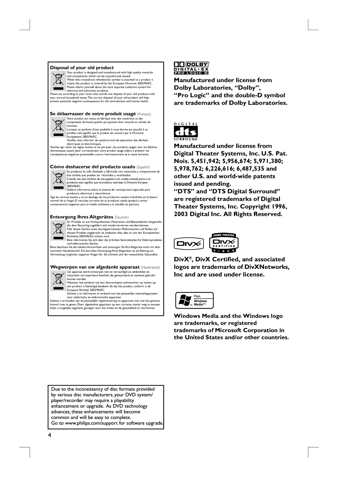 Philips HTS9800W user manual Disposal of your old product 