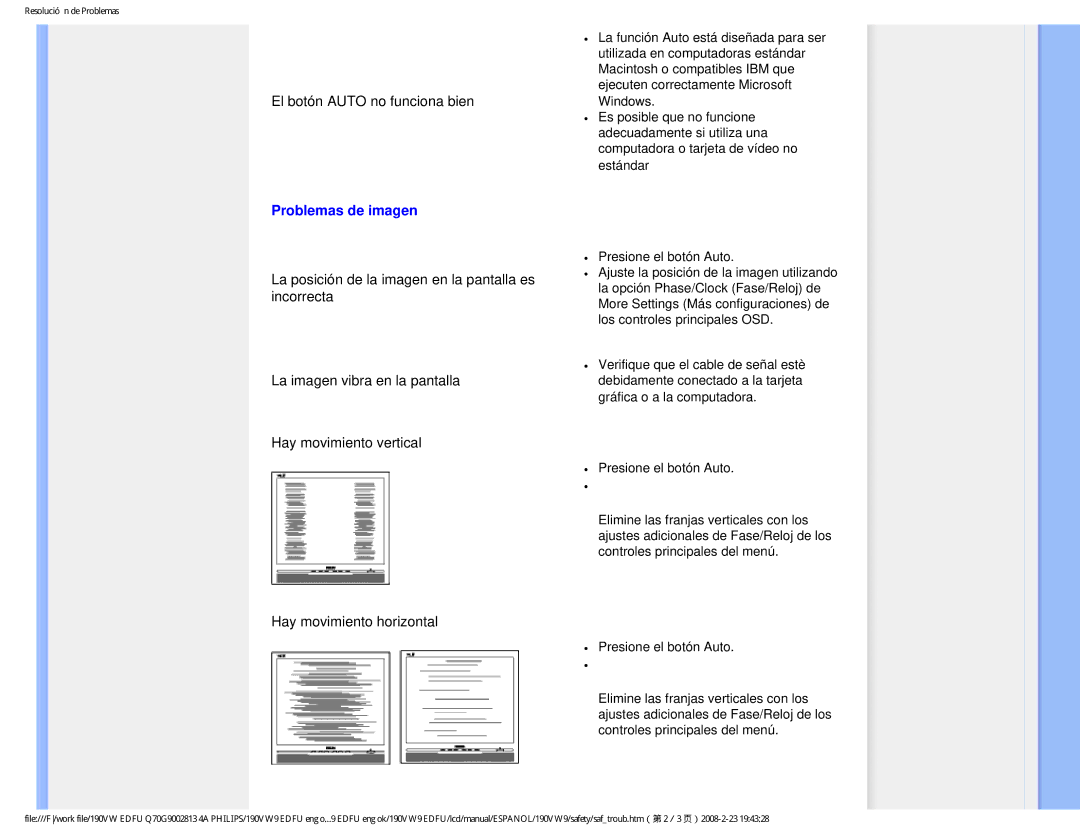 Philips HW9190T user manual Problemas de imagen 