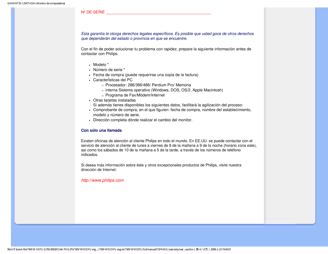 Philips HW9190T user manual Con sólo una llamada 