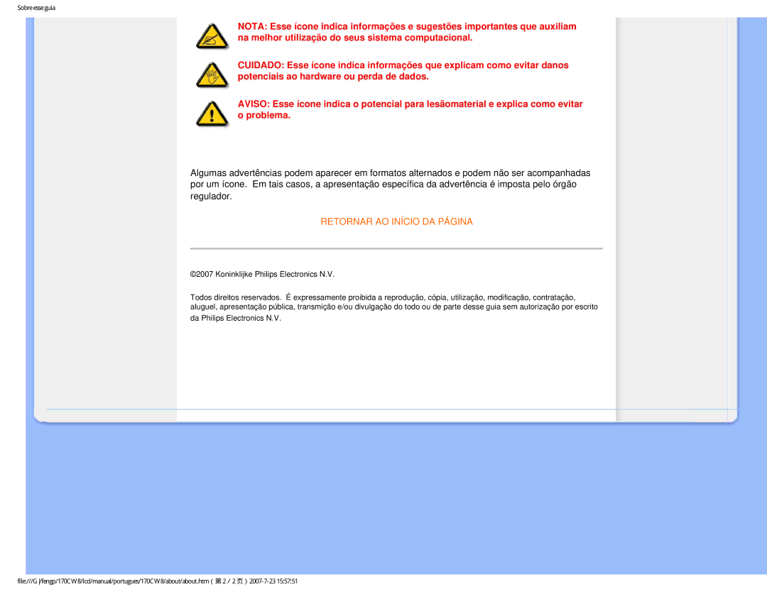 Philips 170CW8, HWC8170T user manual Koninklijke Philips Electronics N.V 