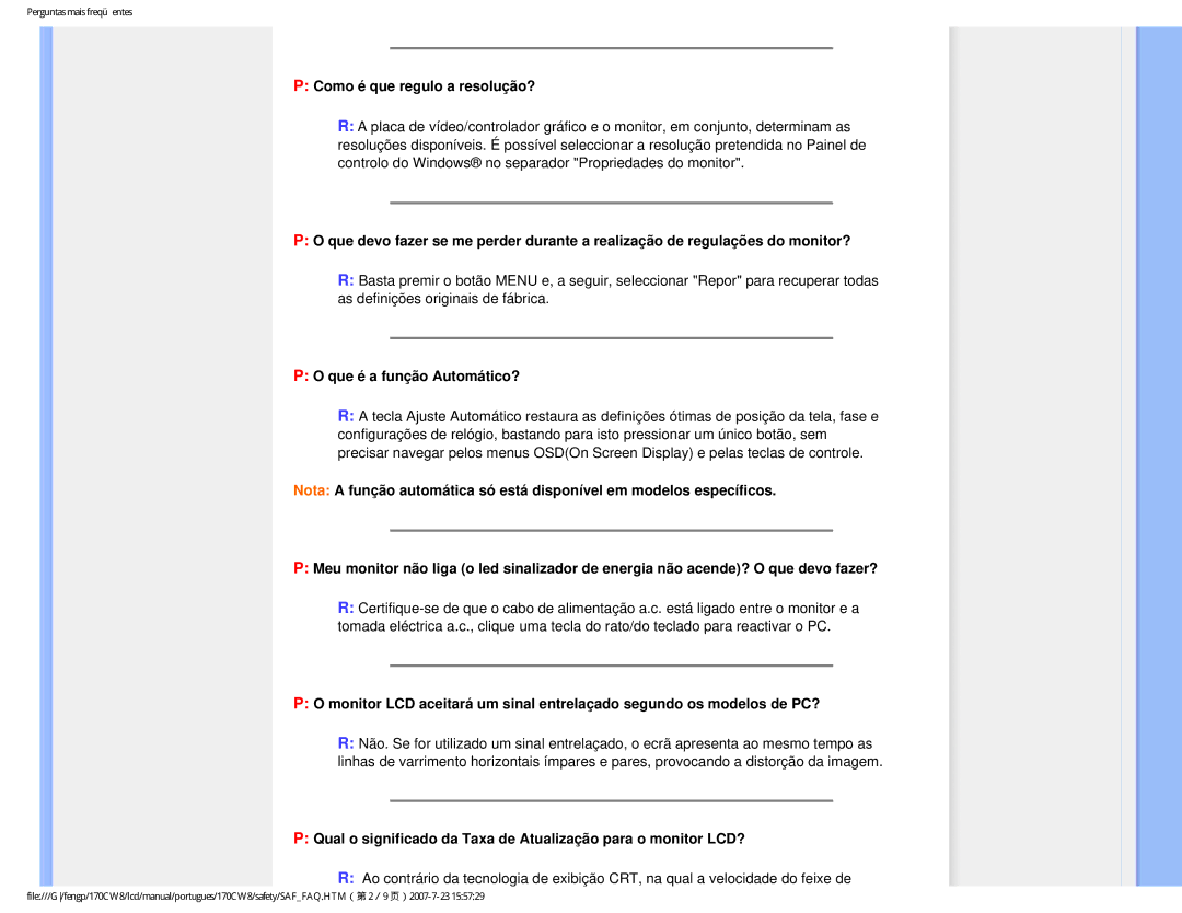 Philips 170CW8, HWC8170T user manual Como é que regulo a resolução?, Que é a função Automático? 