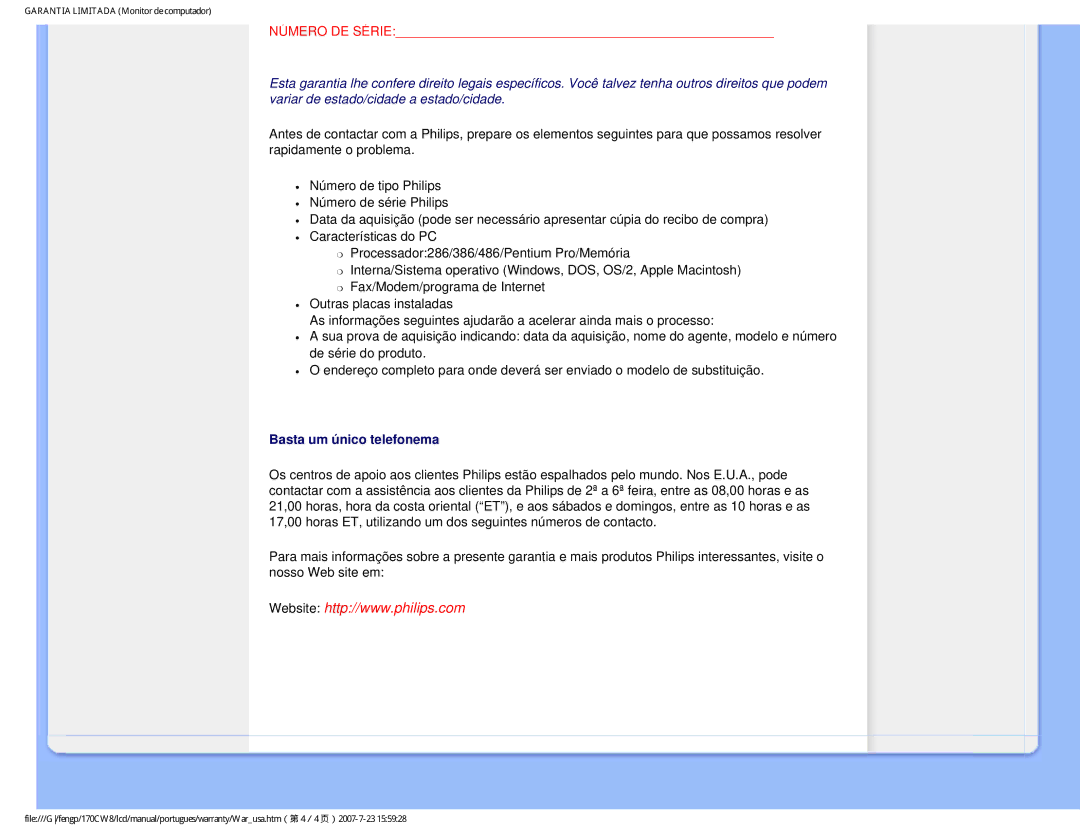 Philips HWC8170T, 170CW8 user manual Basta um único telefonema 