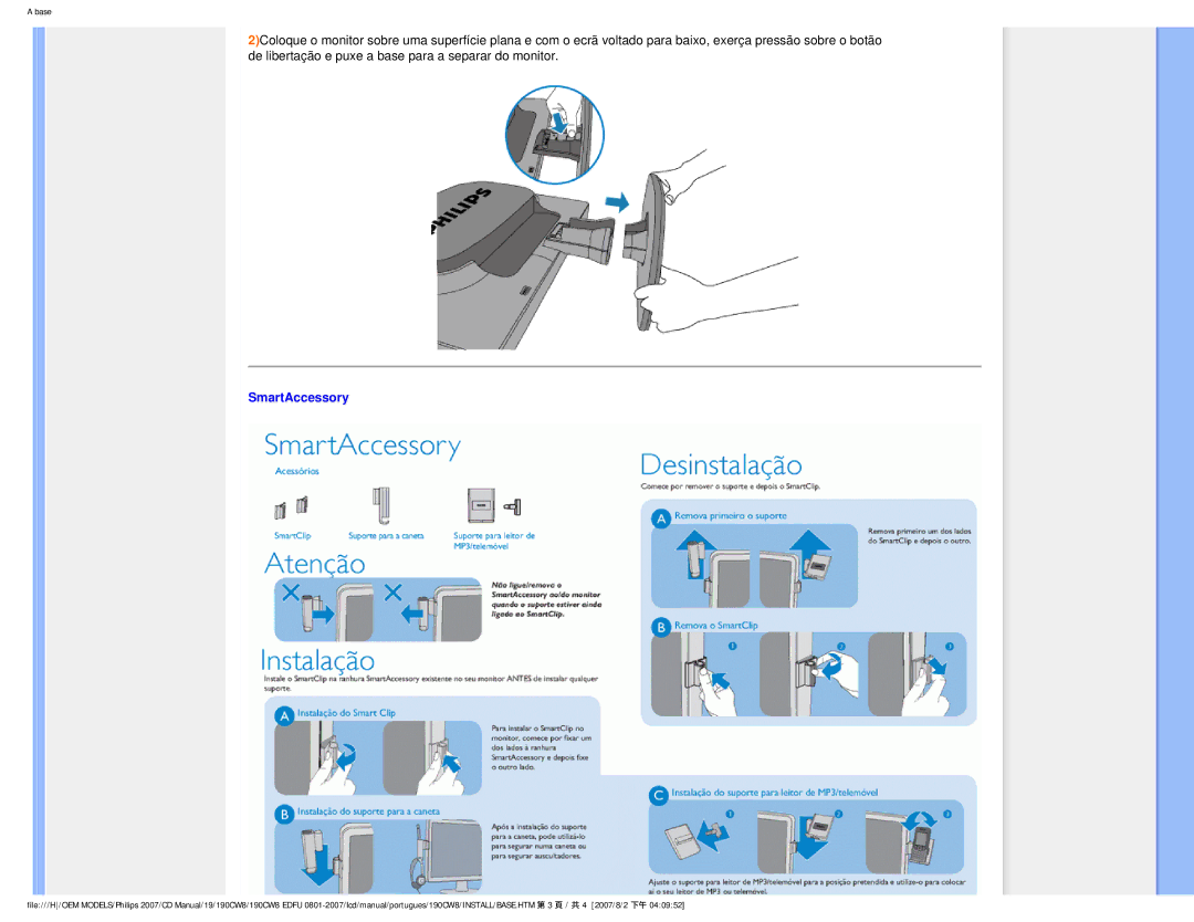 Philips 190CW8, HWC8190T user manual SmartAccessory 