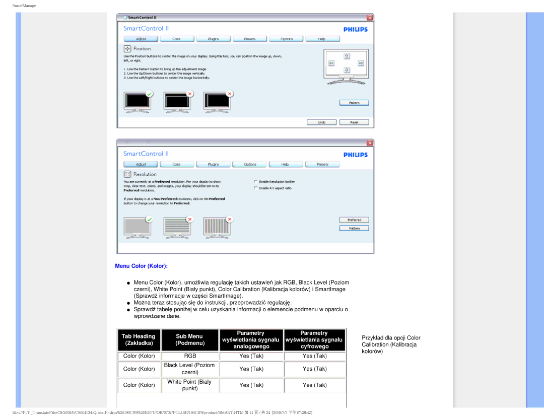 Philips HWC9190I user manual Menu Color Kolor, Rgb 