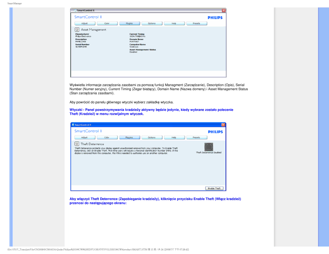 Philips HWC9190I user manual SmartManage 