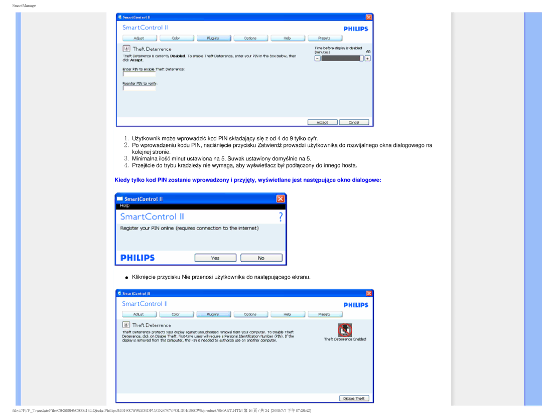 Philips HWC9190I user manual SmartManage 