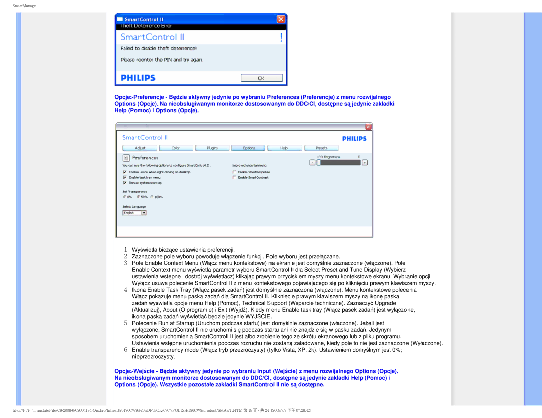 Philips HWC9190I user manual SmartManage 